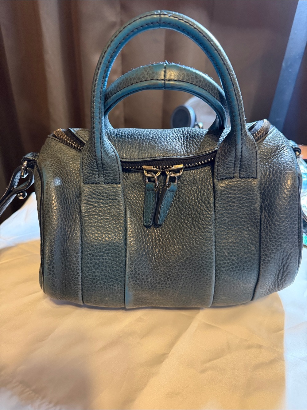 Alexander Wang Teal Pebbled Mini Duffel Bag